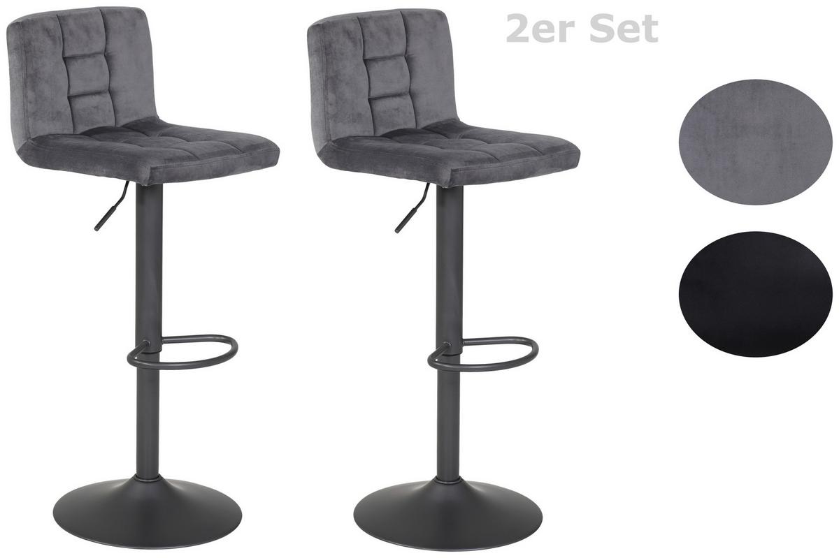 Barhocker-Set Amanda Grau - Dunkelgrau/Grau, MODERN, Textil/Metall (40/85/48cm) - MID.YOU