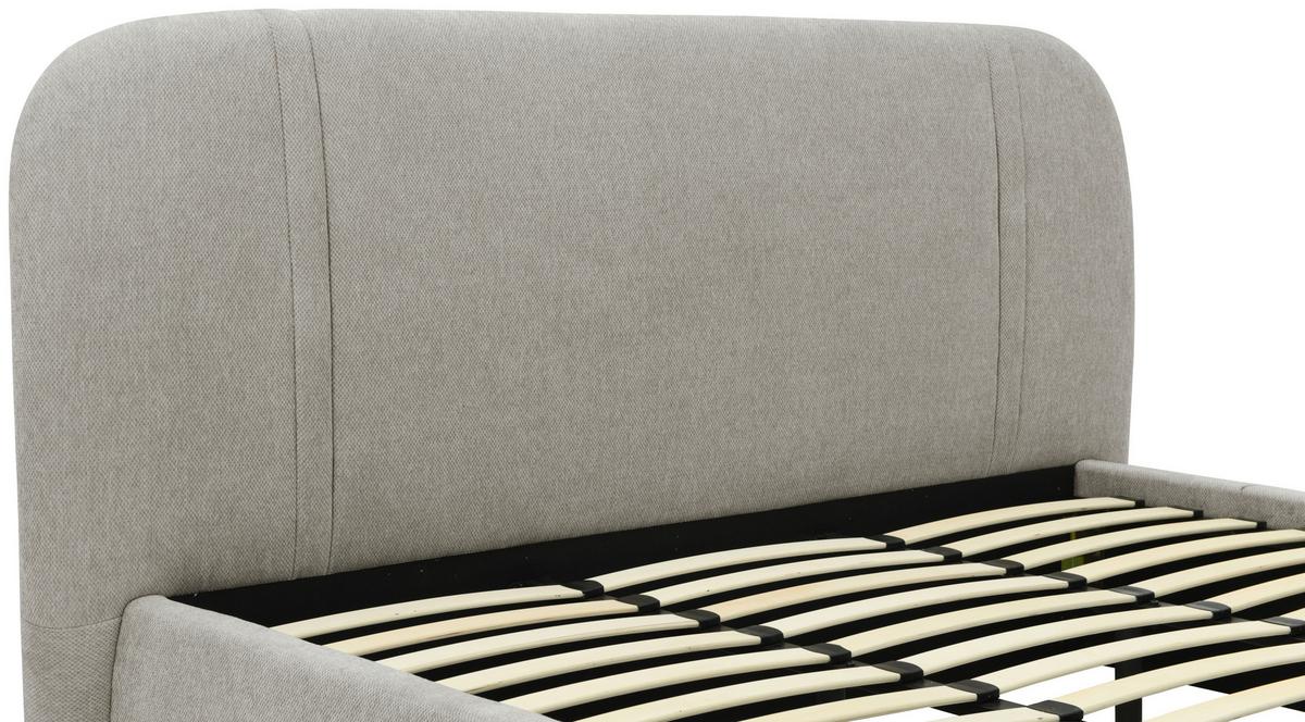 Oblazinjena Postelja Leo, Rjavosiva, 180x200cm - rjavosiva/črna, Design, kovina/umetna masa (218/114/224cm) - MID.YOU