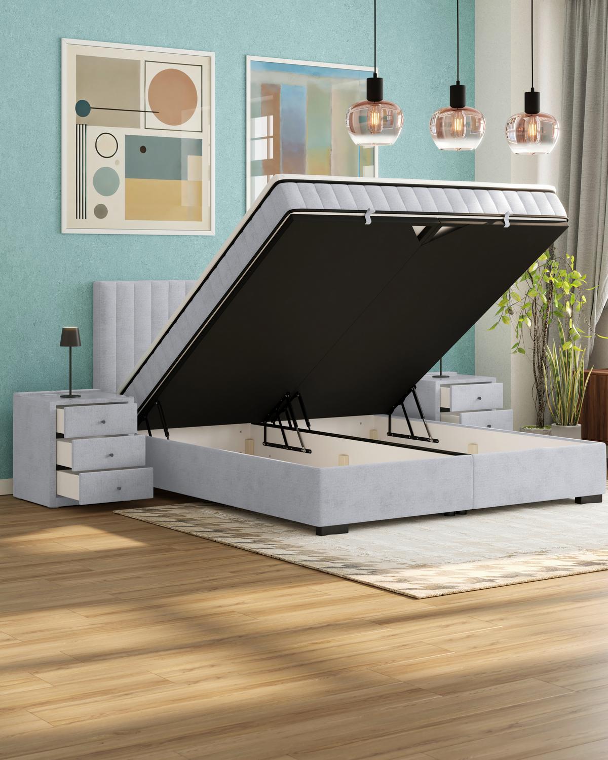 Box Krevet Maya C - siva/crna, Moderno, drvni materijal/drvo (200/220cm) - Based
