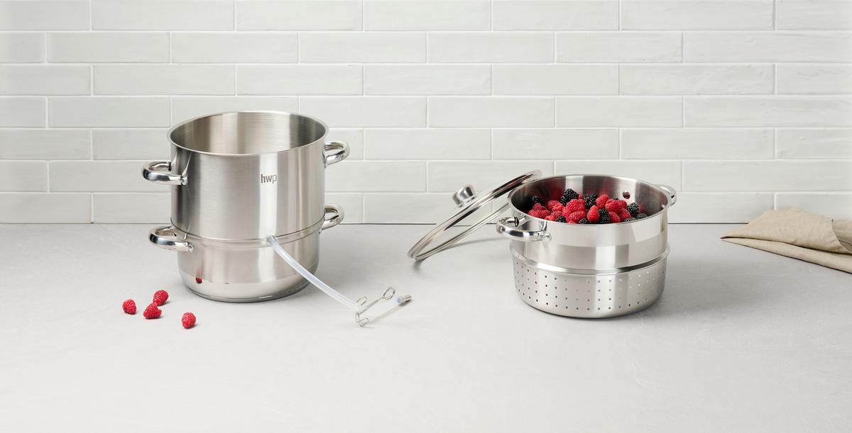 SOKOWIRÓWKA PAROWA BASIC COOKING - kolor stalowy/przezroczysty, Basics, metal/szkło (28cm) - Homeware Profession.