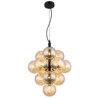 HÄNGELEUCHTE 56146H - Schwarzchrom/Orange, Design, Glas/Kunststoff (39,5/120cm) - Globo