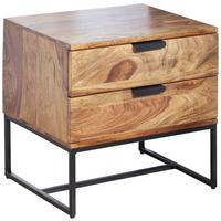 Majhna Nočna Omarica Wohnling, Masiven Les - črna/barve indijskega rožnega lesa, Design, kovina/les (50/51/40cm) - MID.YOU