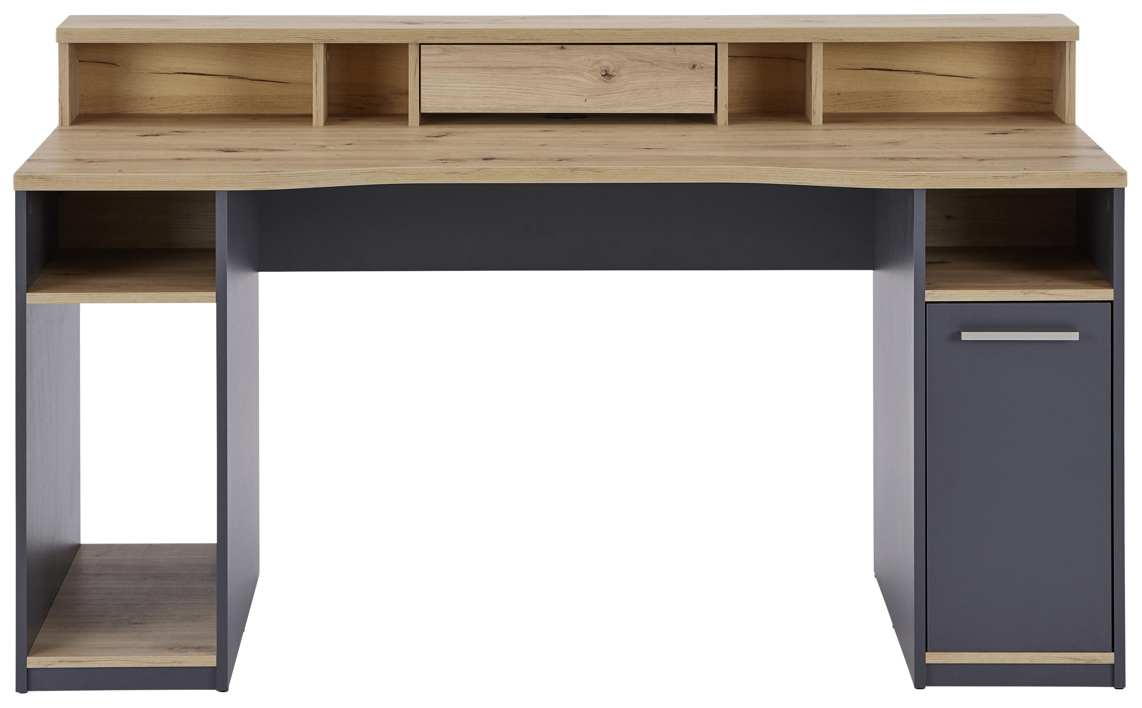 Računalniška Miza Speed, Antracit, Hrast - barve hrasta/antracit, Moderno, kovina/leseni material (160,2/91,9/70cm)