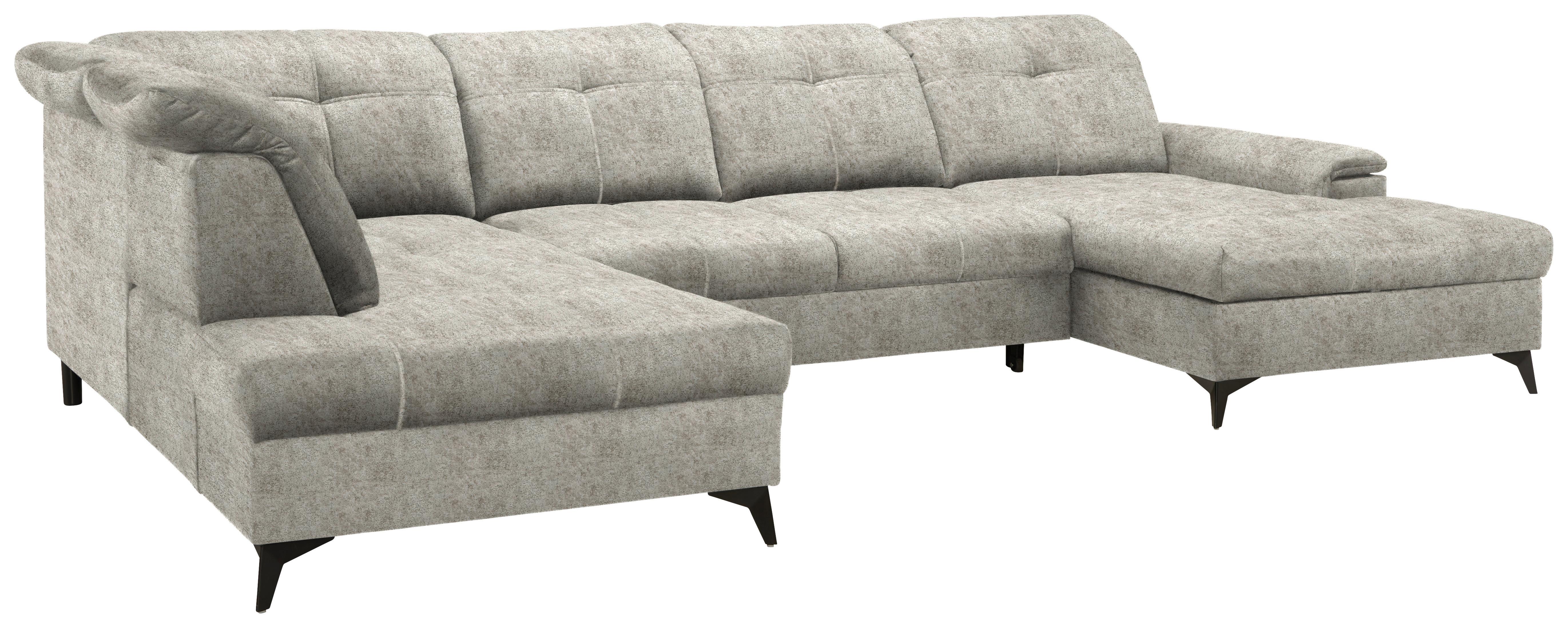 Wohnlandschaft Sierra Taupe - Taupe/Schwarz, MODERN, Textil/Metall (181-230/90-106/364cm) - Mömax