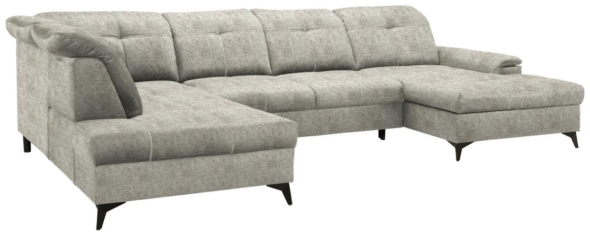 Wohnlandschaft Sierra Taupe - Taupe/Schwarz, Modern, Textil/Metall (181-230/90-106/364cm) - Mömax