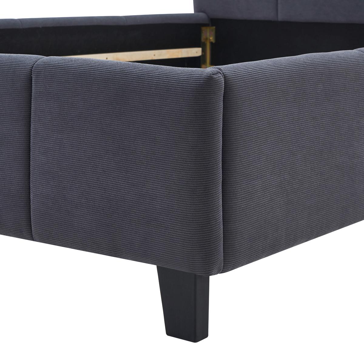 Polsterbett Crazy Dunkelgrau ca. 140x200cm - Dunkelgrau/Schwarz, MODERN, Holz/Kunststoff (140/200cm) - Based