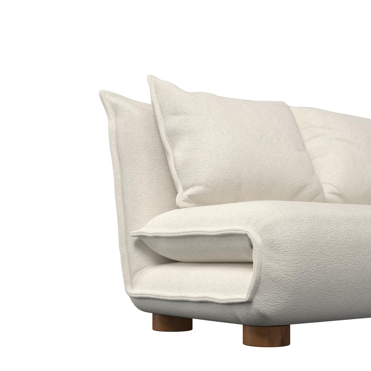 Schlafsofa Bella Bouclé Weiß - Weiß/Naturfarben, MODERN, Holz/Textil (141/189/25cm) - Bessagi Home