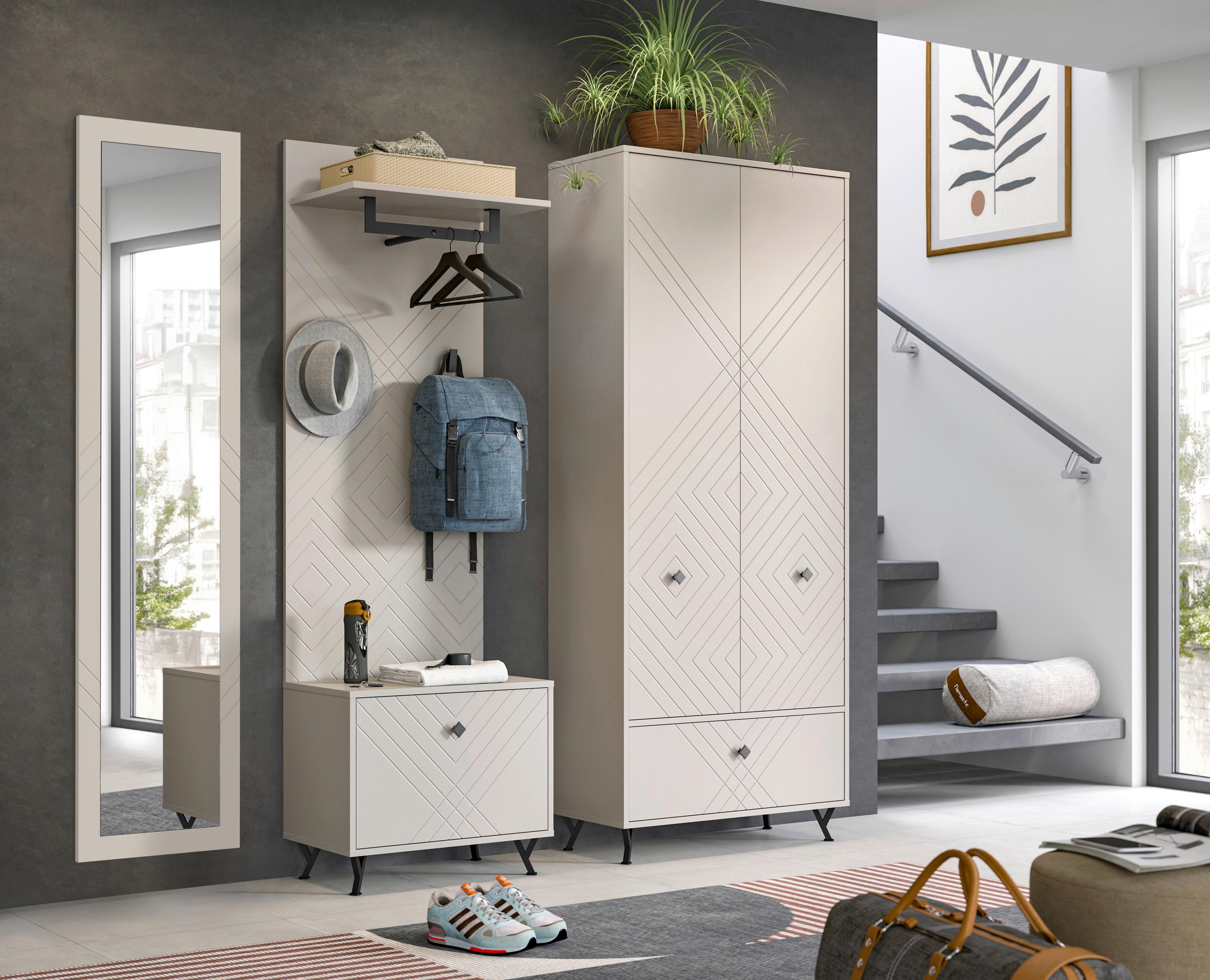 Garderobe Notes 4-teilig ca.215x190x35cm - Design, Holzwerkstoff (215/190/35cm) - MID.YOU