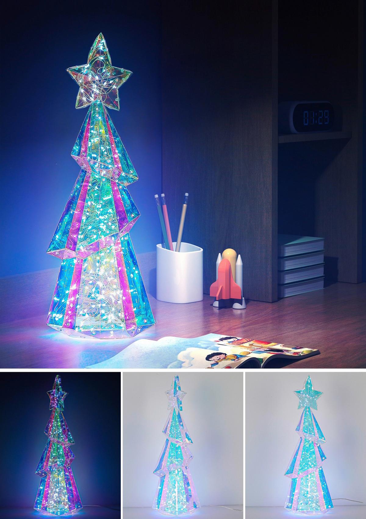 LED-Dekoleuchte Baumi Weiß/Transparent max. 6 Watt - Transparent/Weiß, MODERN, Kunststoff (44/17/17cm) - Mömax