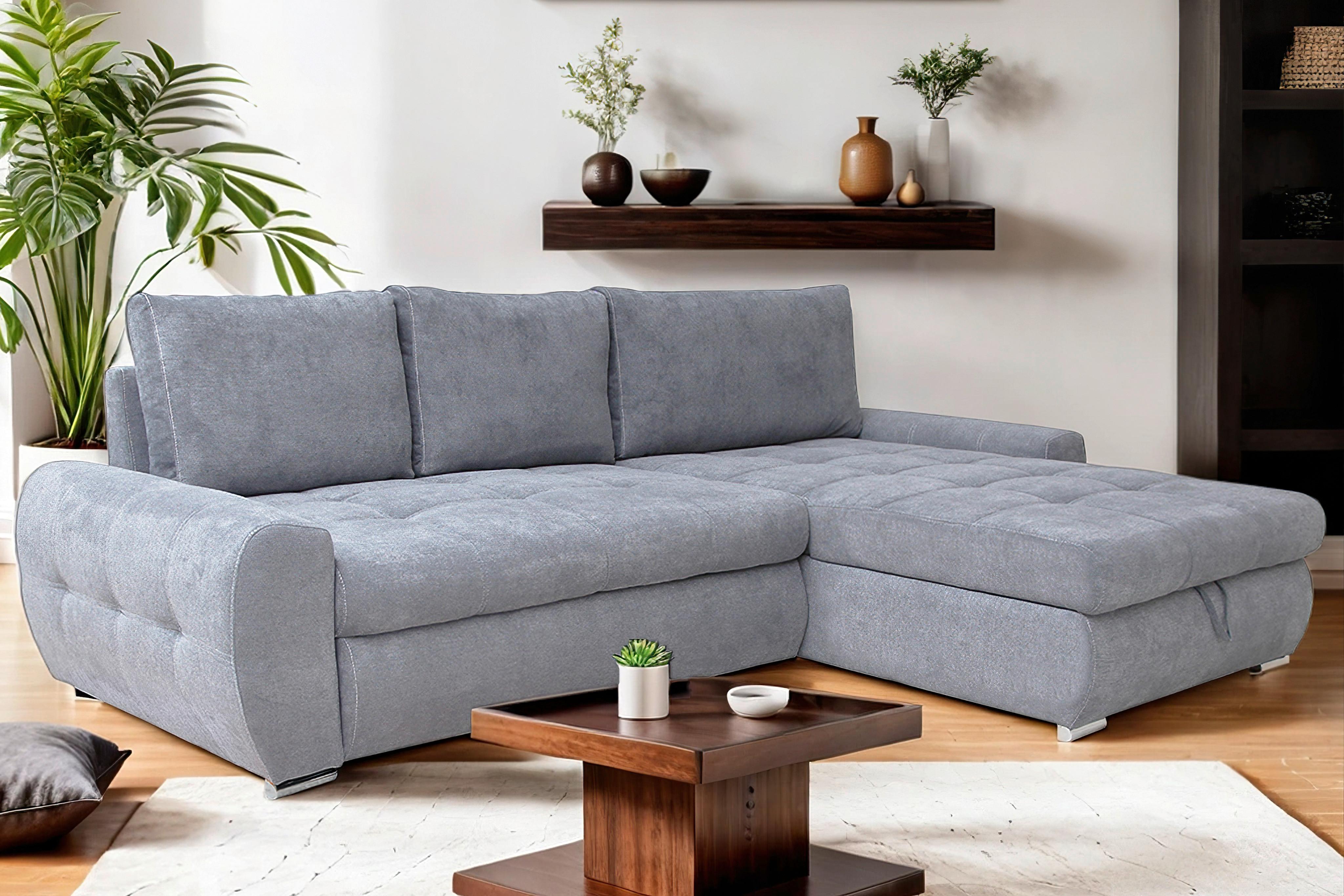 Coltar extensibil SOLAR - gri deschis/alb, Design, textil (277/175cm) - Modern Living
