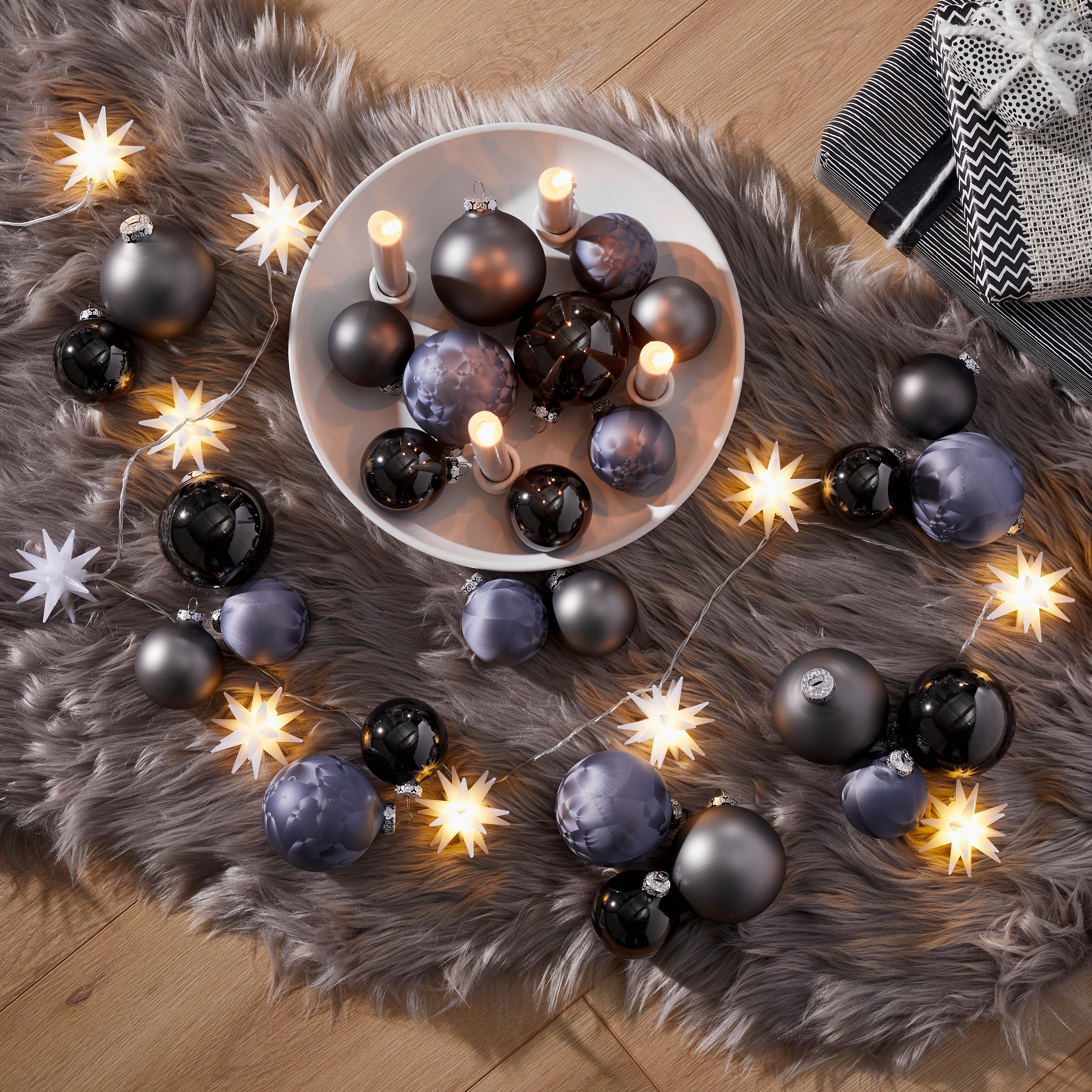 ZESTAW BOMBEK CHOINKOWYCH 812-2041-900 - antracytowy, Basics, szkło (8cm) - X-Mas