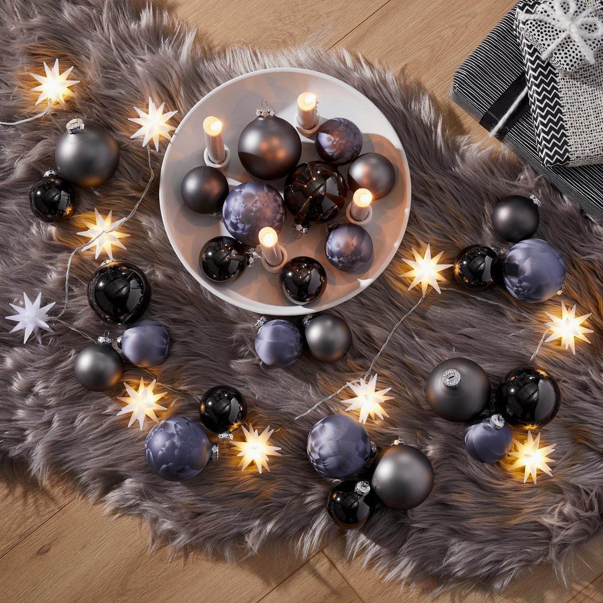 ZESTAW BOMBEK CHOINKOWYCH 812-2041-900 - antracytowy, Basics, szkło (8cm) - X-Mas