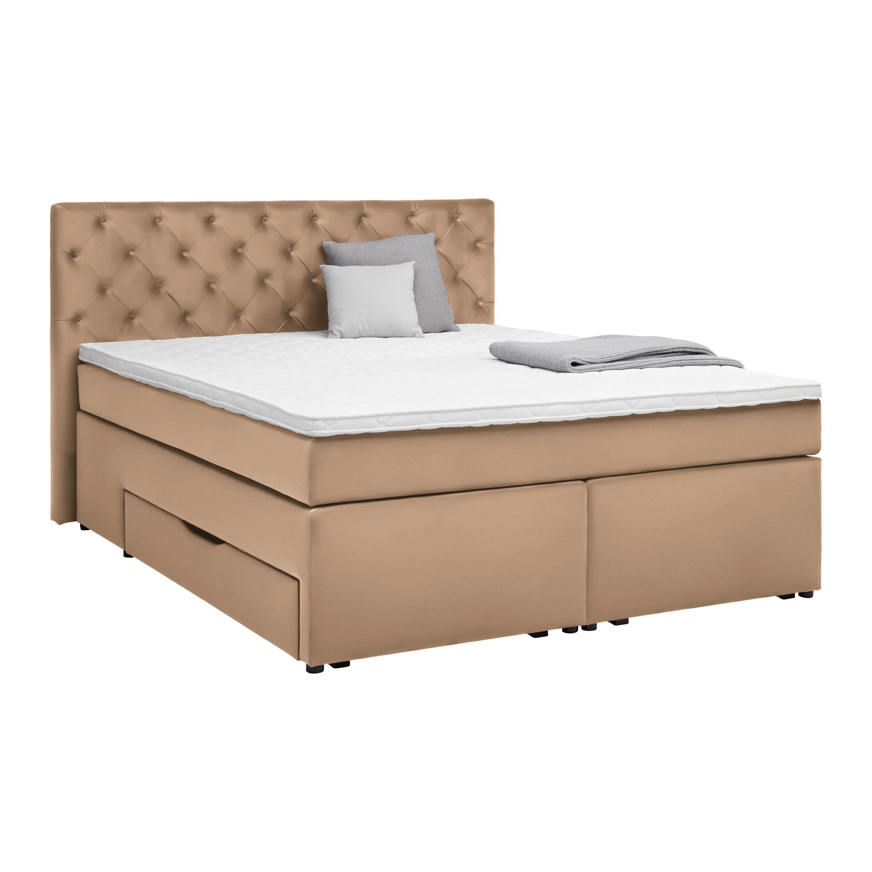 Boxspringbett Chester Terracotta ca. 160x200cm - Terracotta/Schwarz, Holzwerkstoff/Kunststoff (160/200cm) - Mömax