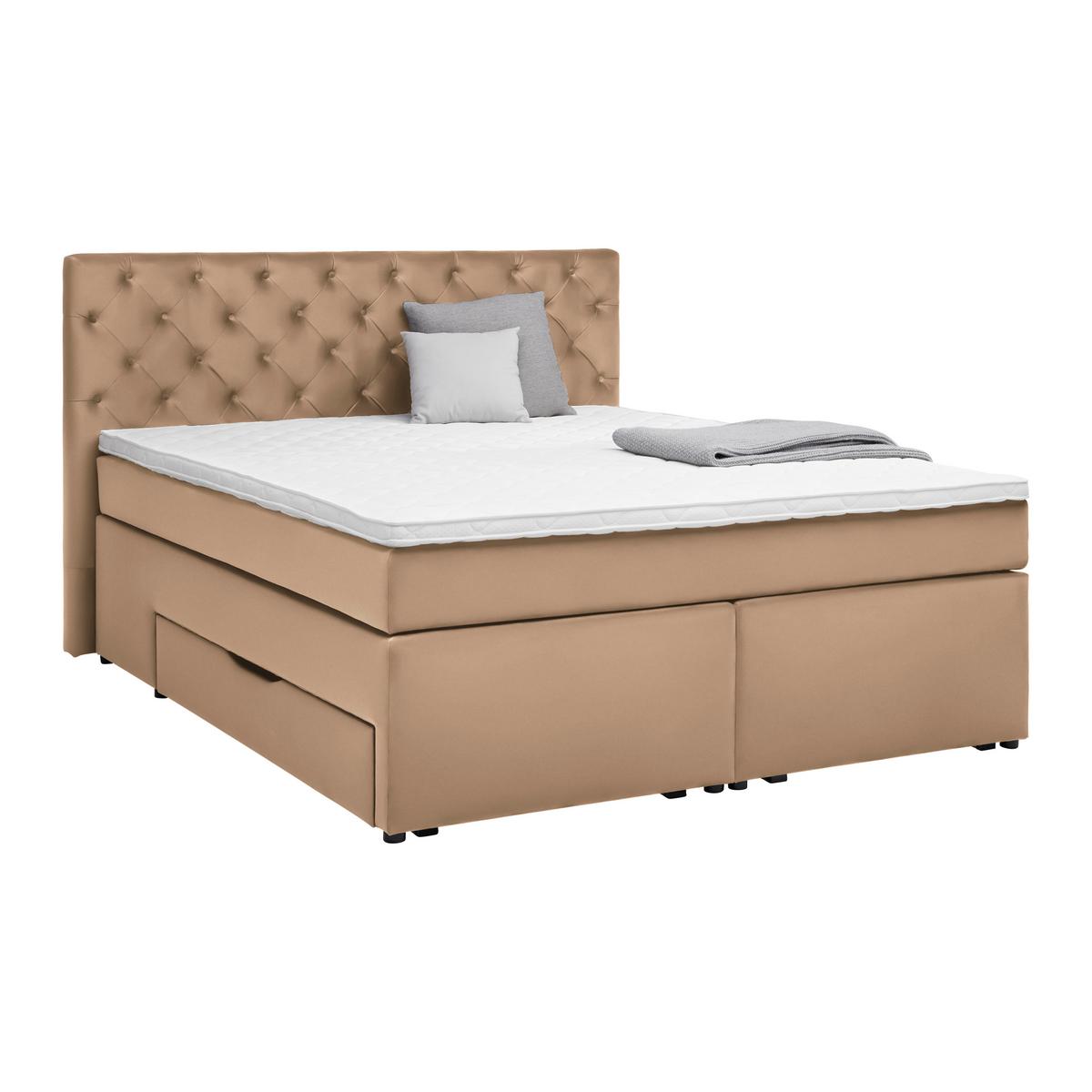 Boxspringbett Chester Terracotta ca. 180x200cm - Terracotta/Schwarz, Holzwerkstoff/Kunststoff (180/200cm) - Based