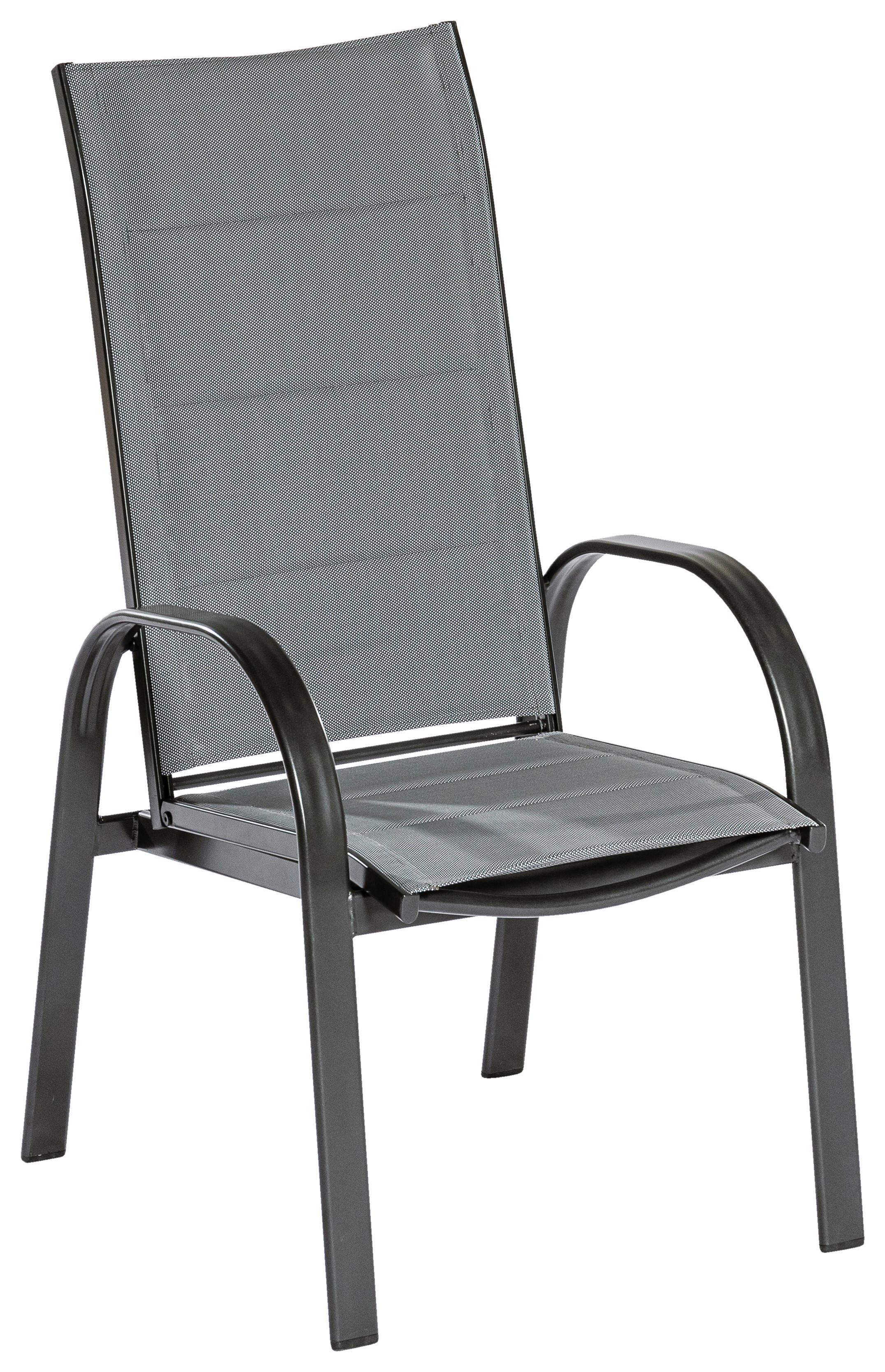 Gartensessel 2er-Set Marini Grau - Graphitfarben/Grau, KONVENTIONELL, Textil/Metall (57/110/73cm) - Gardenson