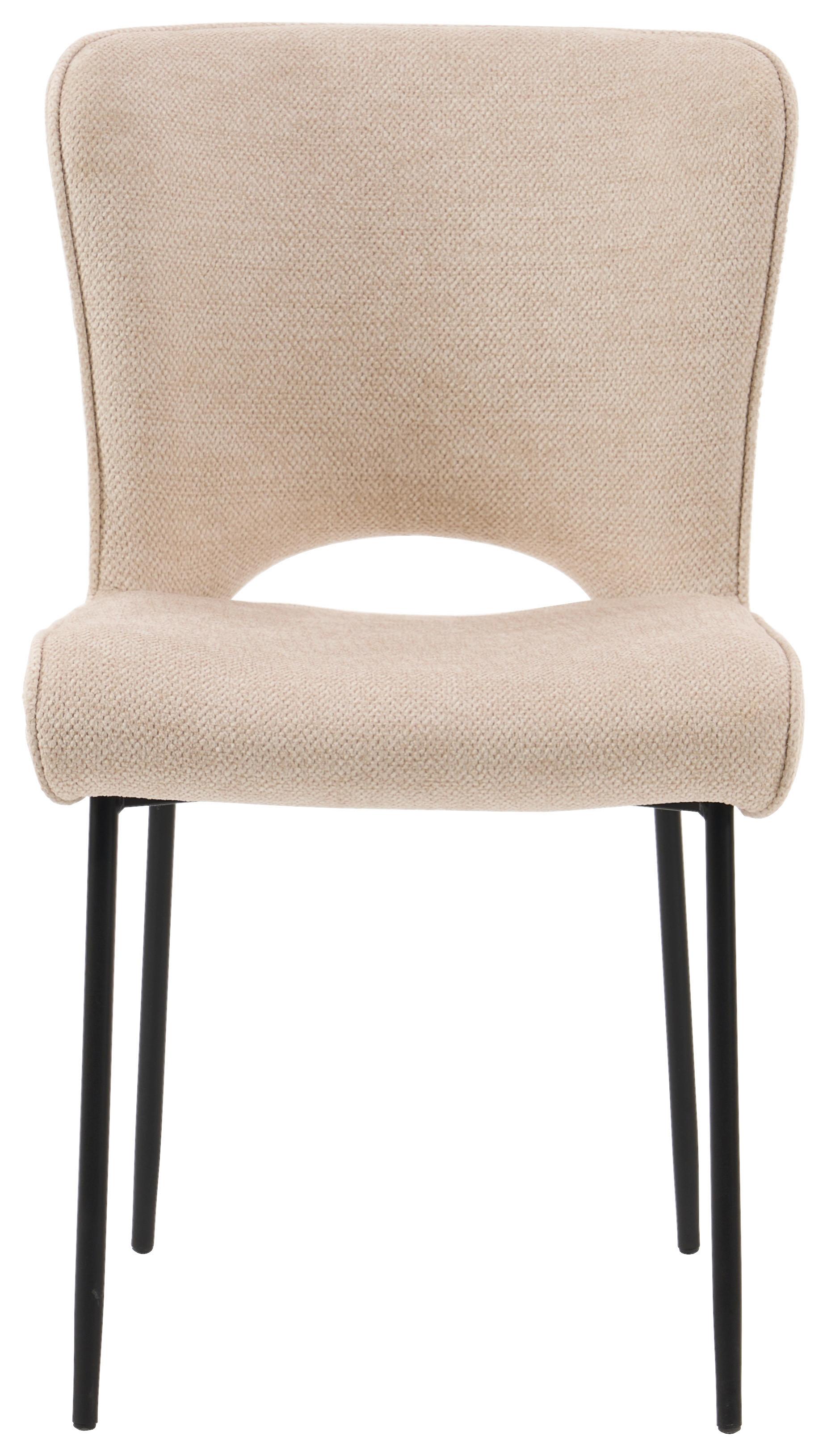 Stuhl Johanna Beige - Beige/Schwarz, MODERN, Textil/Metall (49/84/60cm) - Mömax