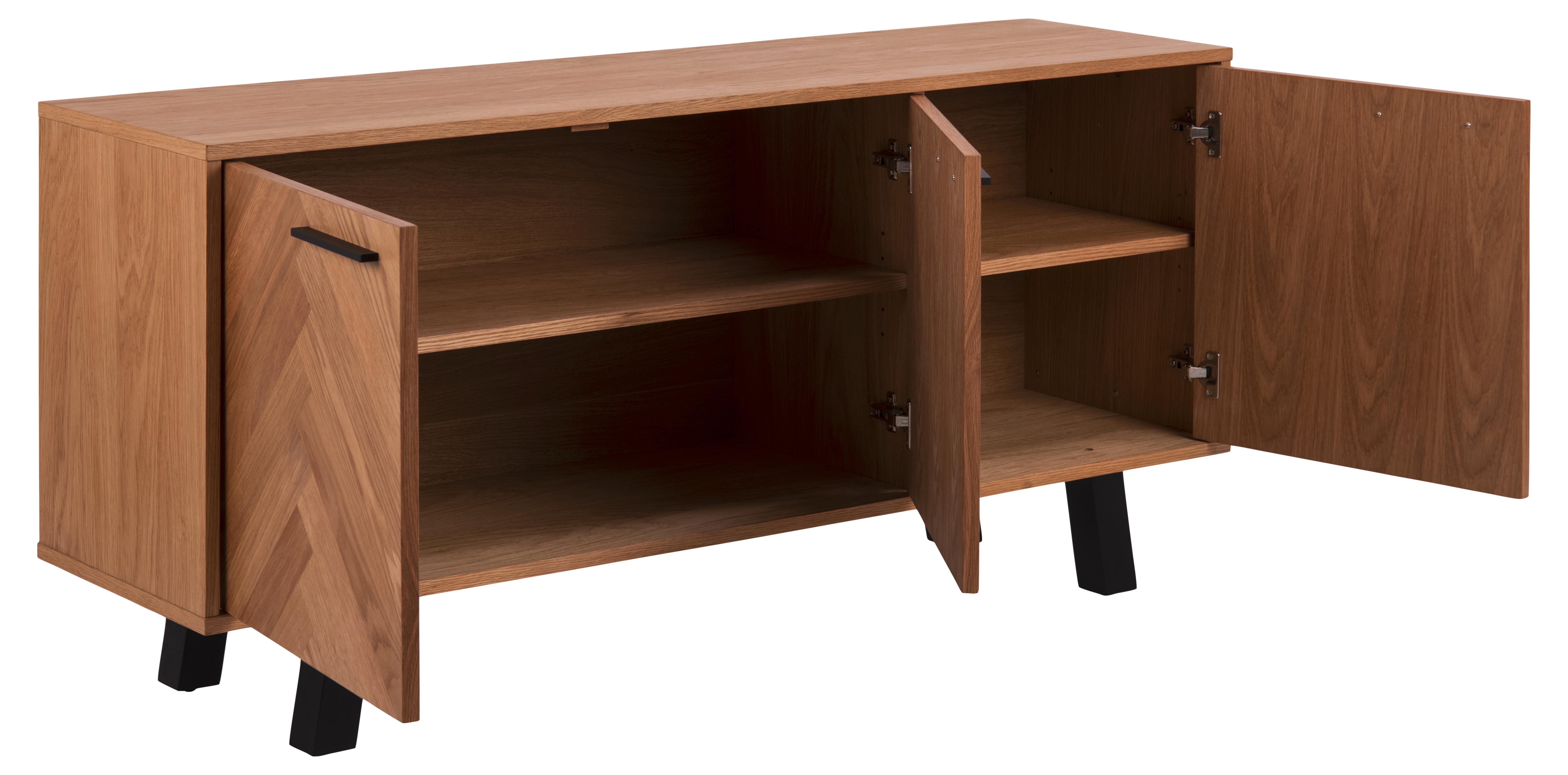 Tálalószekrény Brighton - fekete/natúr, faalapú anyag/fém (150/71/40cm)