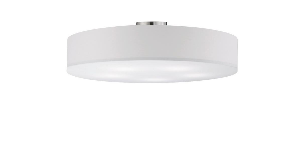 Deckenleuchte Hostel Weiß/Nickelfarben max. 60 Watt - Weiß/Nickelfarben, KONVENTIONELL, Textil/Metall (65/17cm) - Trio Leuchten