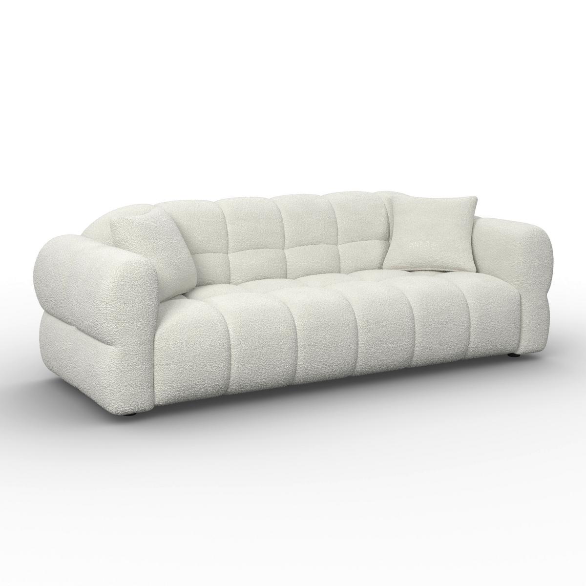 CANAPEA MARIE - alb/culoare natur, Modern, lemn/textil (230/88/77cm) - Bessagi Home