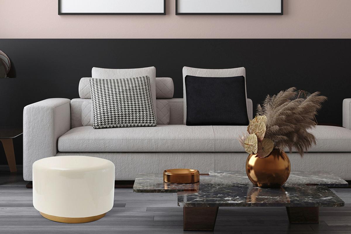 HOCKER ARTISSE 250 - Beige/Goldfarben, Design, Metall (51,5/43cm) - Kayoom