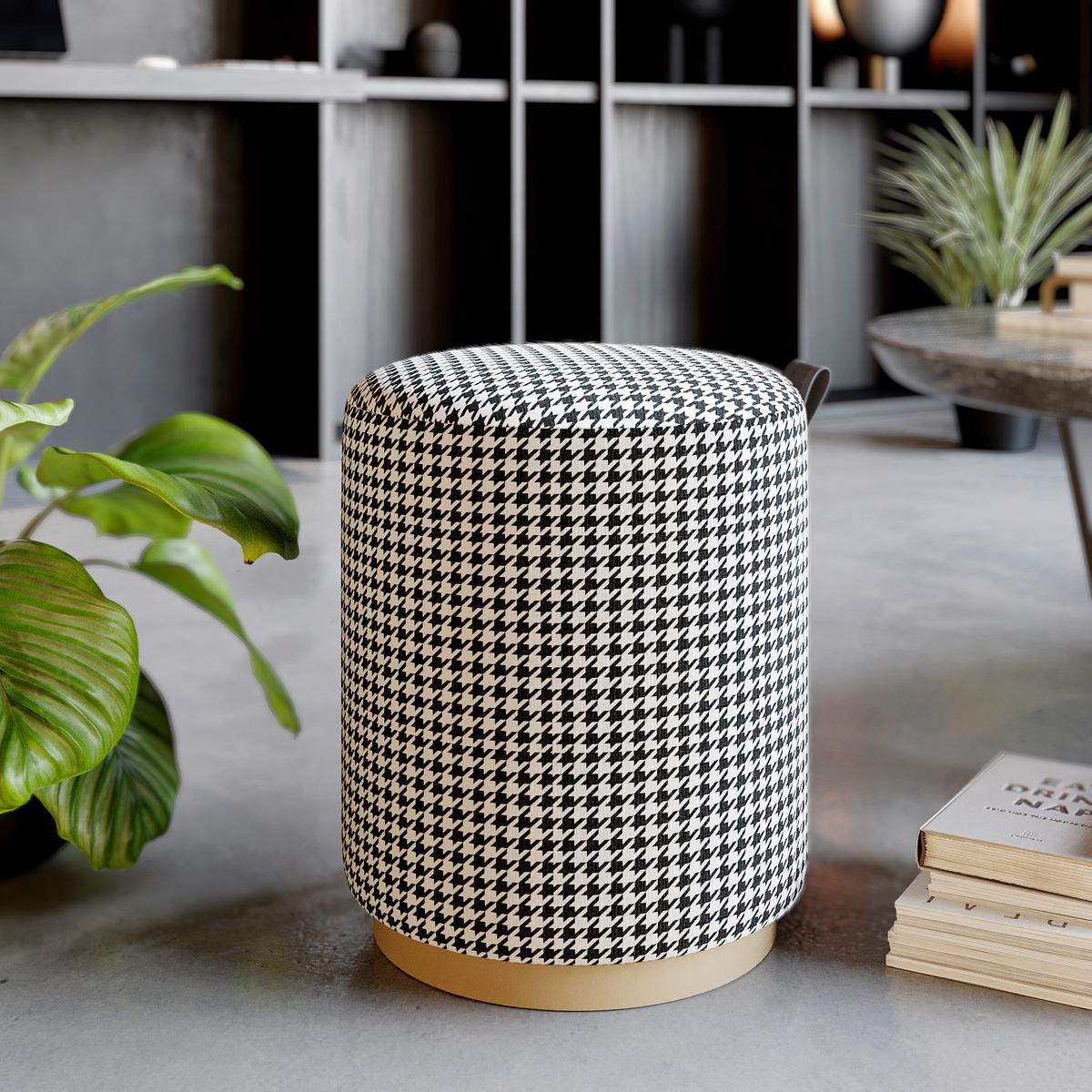 HOCKER MACARIA FUßBANK - Weiss/Eichefarben, Design, Holzwerkstoff/Textil (36/43/36cm) - Livetastic