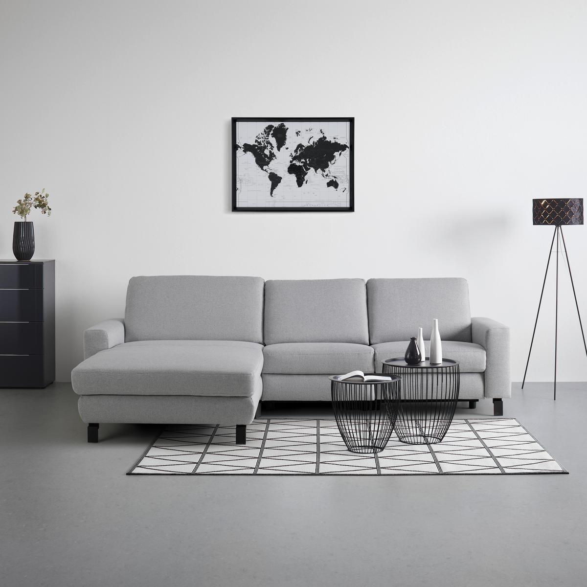 Wohnlandschaft Corvara Plus Grau - Schwarz/Grau, MODERN, Textil/Metall (286/91/187cm) - Premium Living