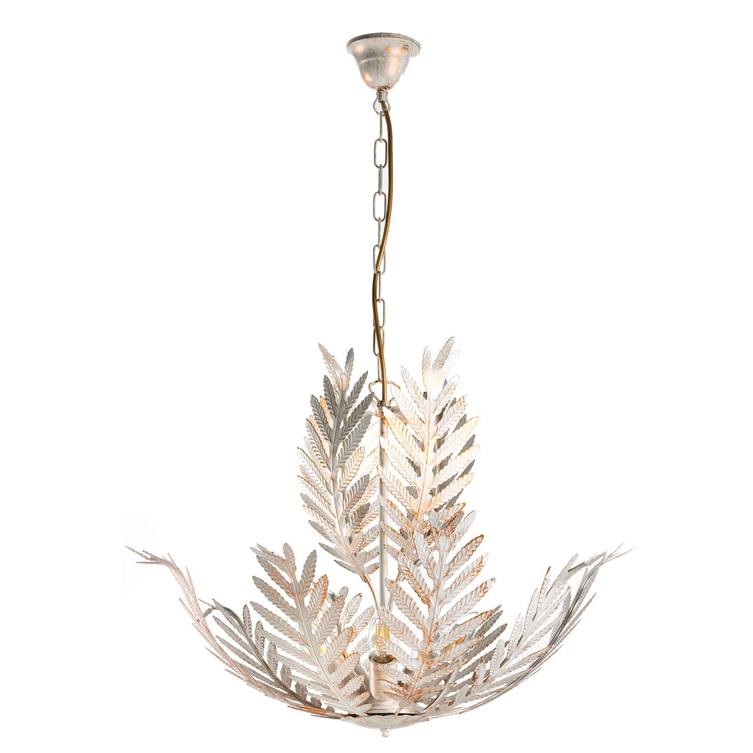 Hängeleuchte Felce Avorio Weiß max. 6 Watt - Weiß, Natur, Metall (55/105cm)