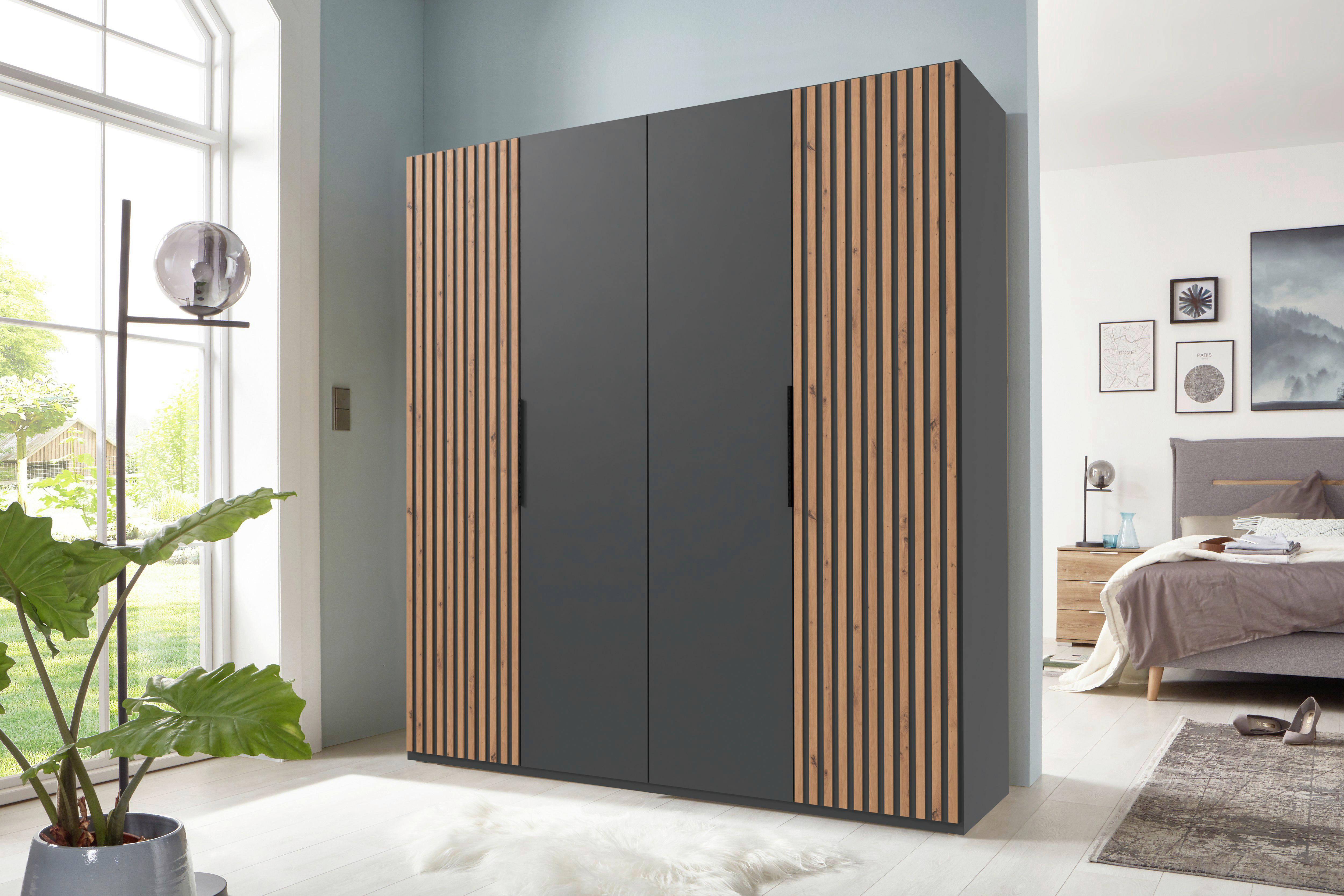 DULAP USI ROTAIVE ANDORRA - culoare lemn stejar/grafit, Modern, material pe bază de lemn (200/216/58cm) - Modern Living