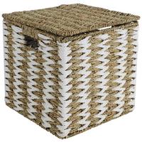 Coș Lena - alb/culoare natur, Konventionell, materiale naturale/hârtie (30/30/30cm) - Mömax