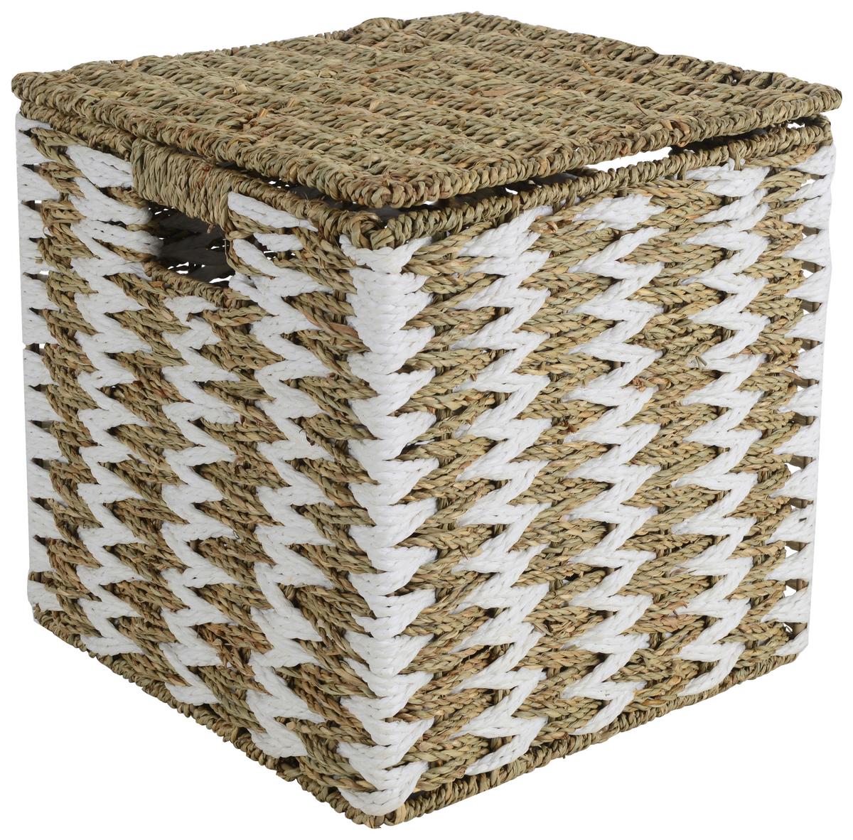 Coș Lena - alb/culoare natur, Konventionell, materiale naturale/hârtie (30/30/30cm) - Mömax