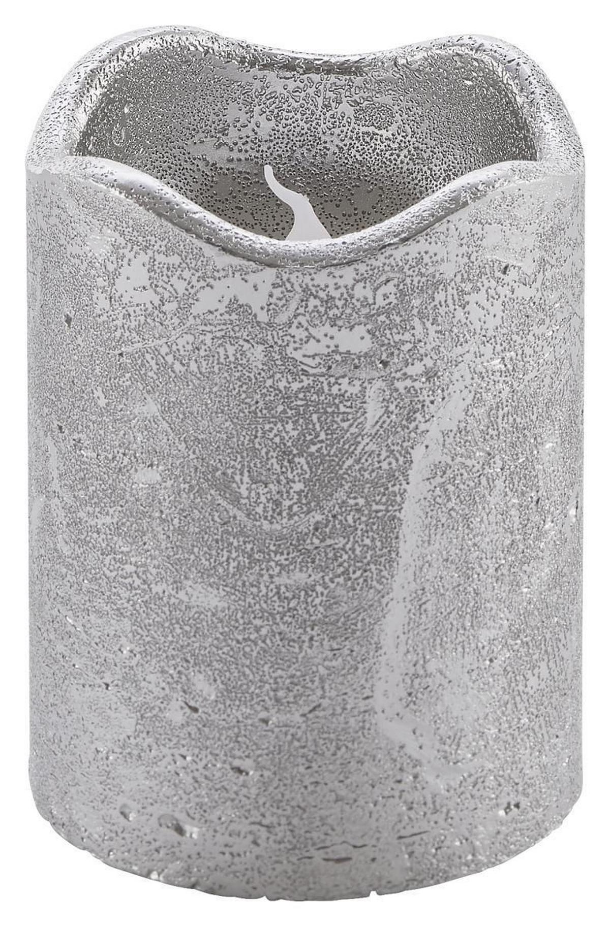 ŚWIECA LED LOA - kolor srebrny, Modern, materiały naturalne (9cm)