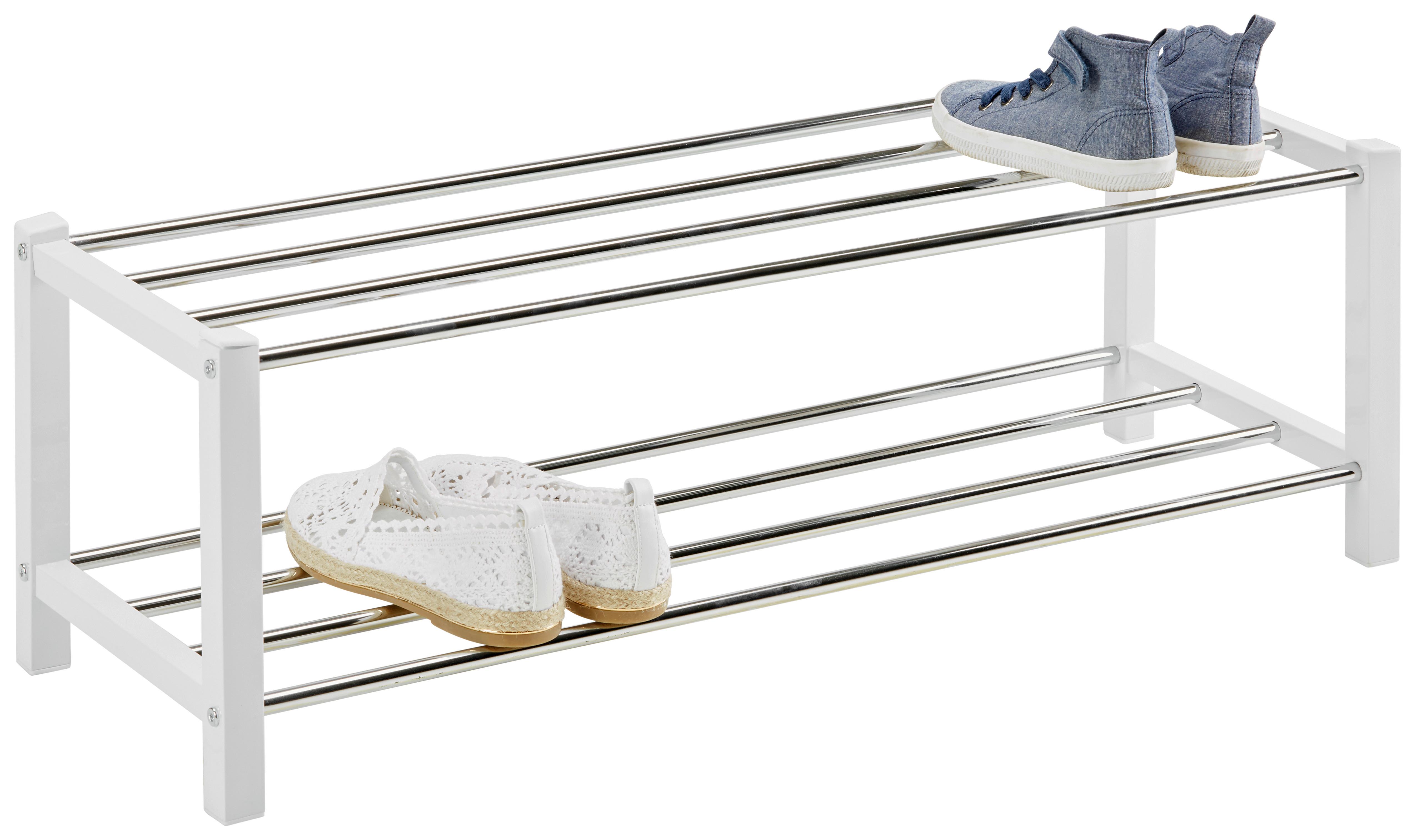 Schuhregal 80/27/28,5 cm Weiss, Chromfarben