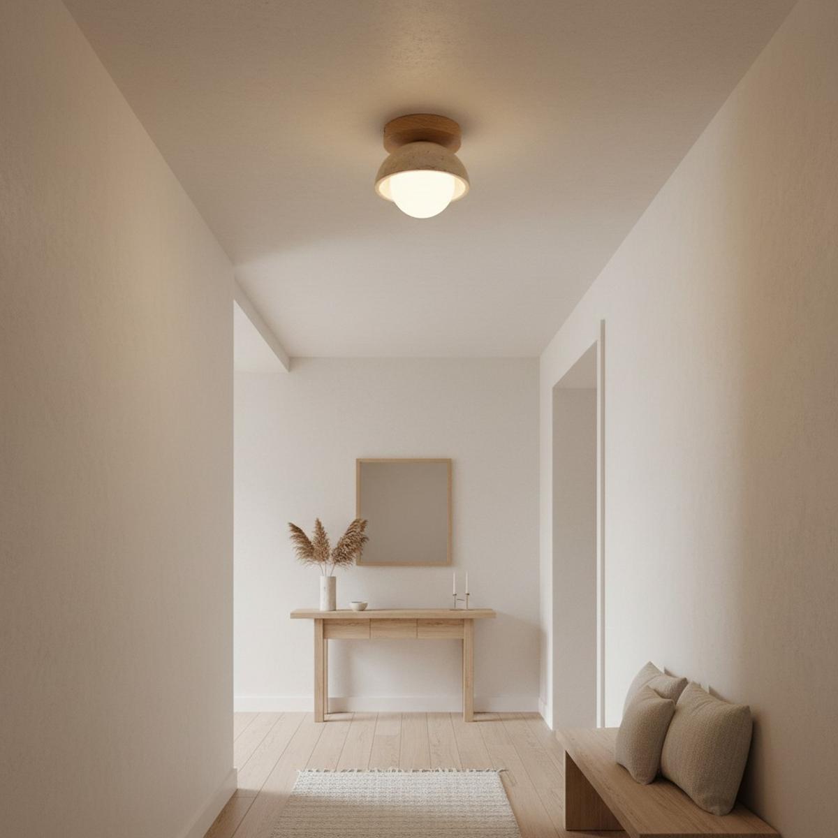 LAMPA SUFITOWA KANELA - beżowy/biały, Design, kamień/metal (15/15cm) - Collet's Monde