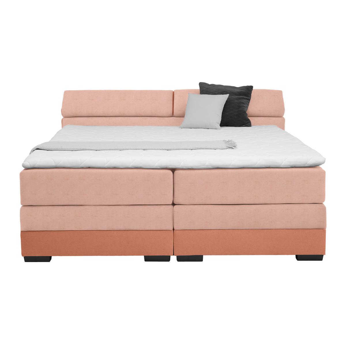 Boxspringbett Sevilla Koralle ca. 140x200cm - Koralle/Schwarz, KONVENTIONELL, Holz/Kunststoff (140/200cm) - Premium Living