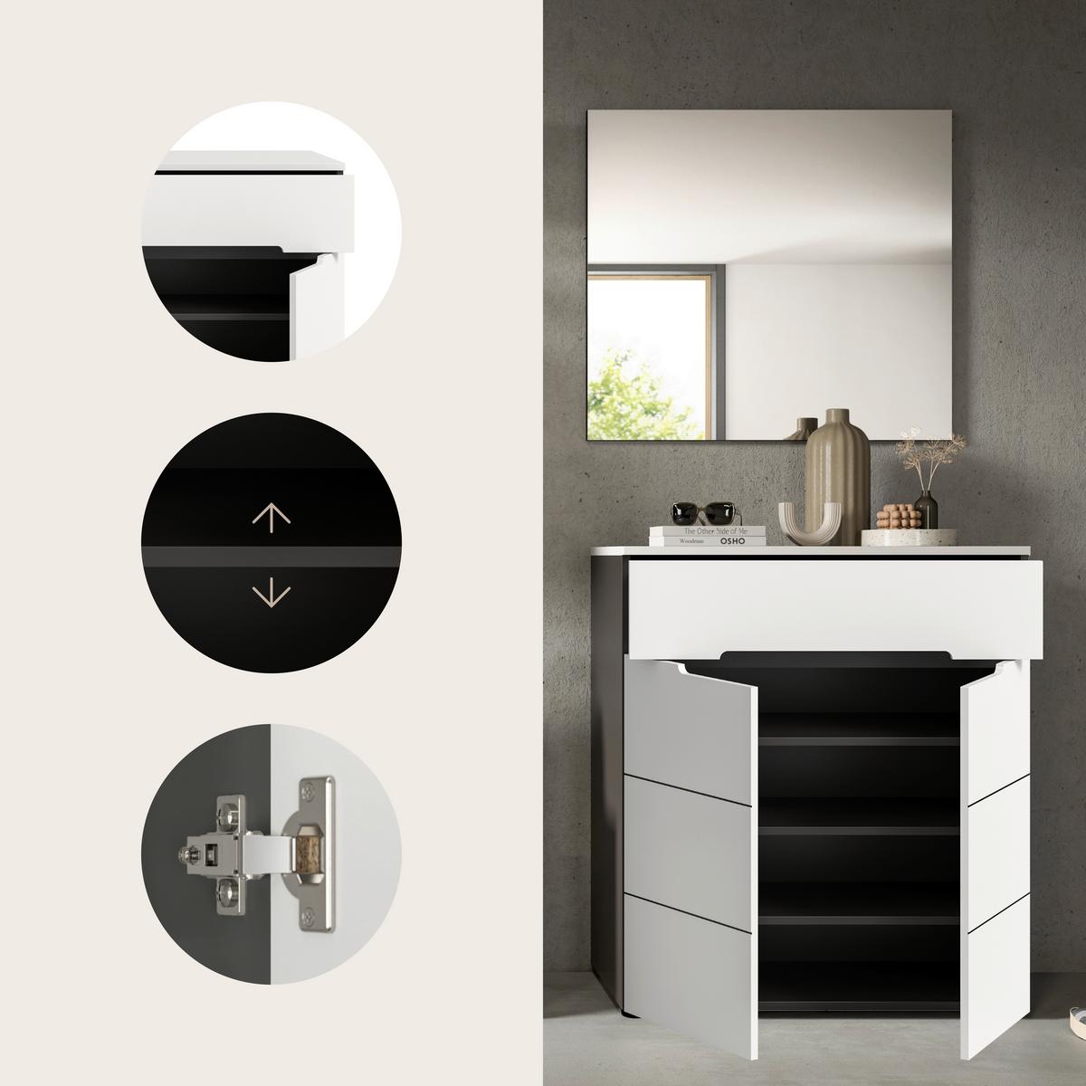 Predsoba Canu, Bela, Siva, 2-Delna - siva/bela, Design, leseni material (80/190/37cm) - Livetastic