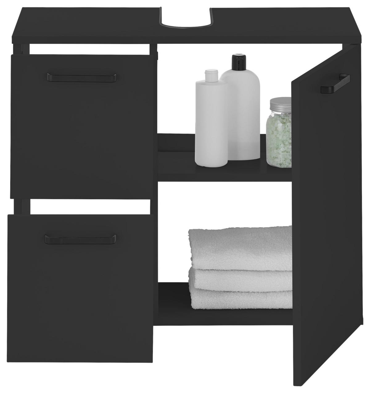 SZAFKA POD UMYWALKĘ VANICE - czarny, Modern, materiał drewnopochodny/tworzywo sztuczne (70/60/35cm) - MID.YOU