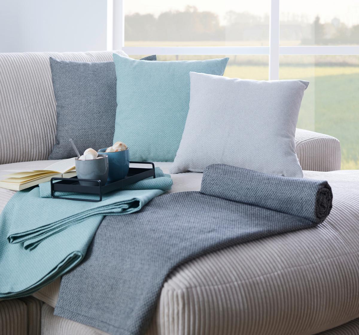 Zierkissen Dobby Uni in Silber/Weiß ca. 45x45cm - Silberfarben/Weiß, Textil (45/45cm) - Premium Living