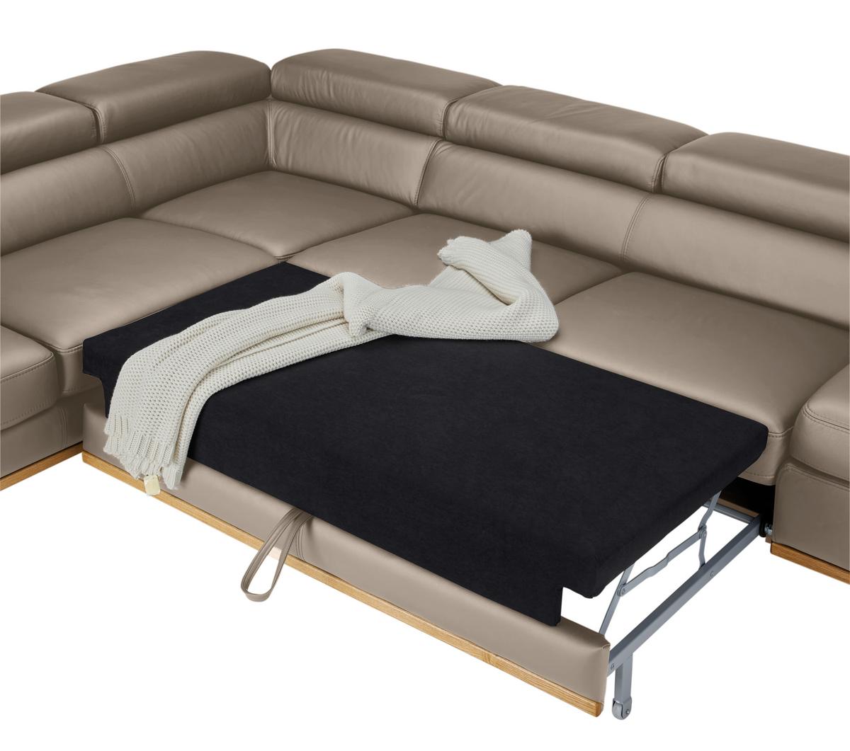 Wohnlandschaft Carmen links Creme - Creme/Schwarz, MODERN, Leder/Holz (292/72/226cm) - Premium Living