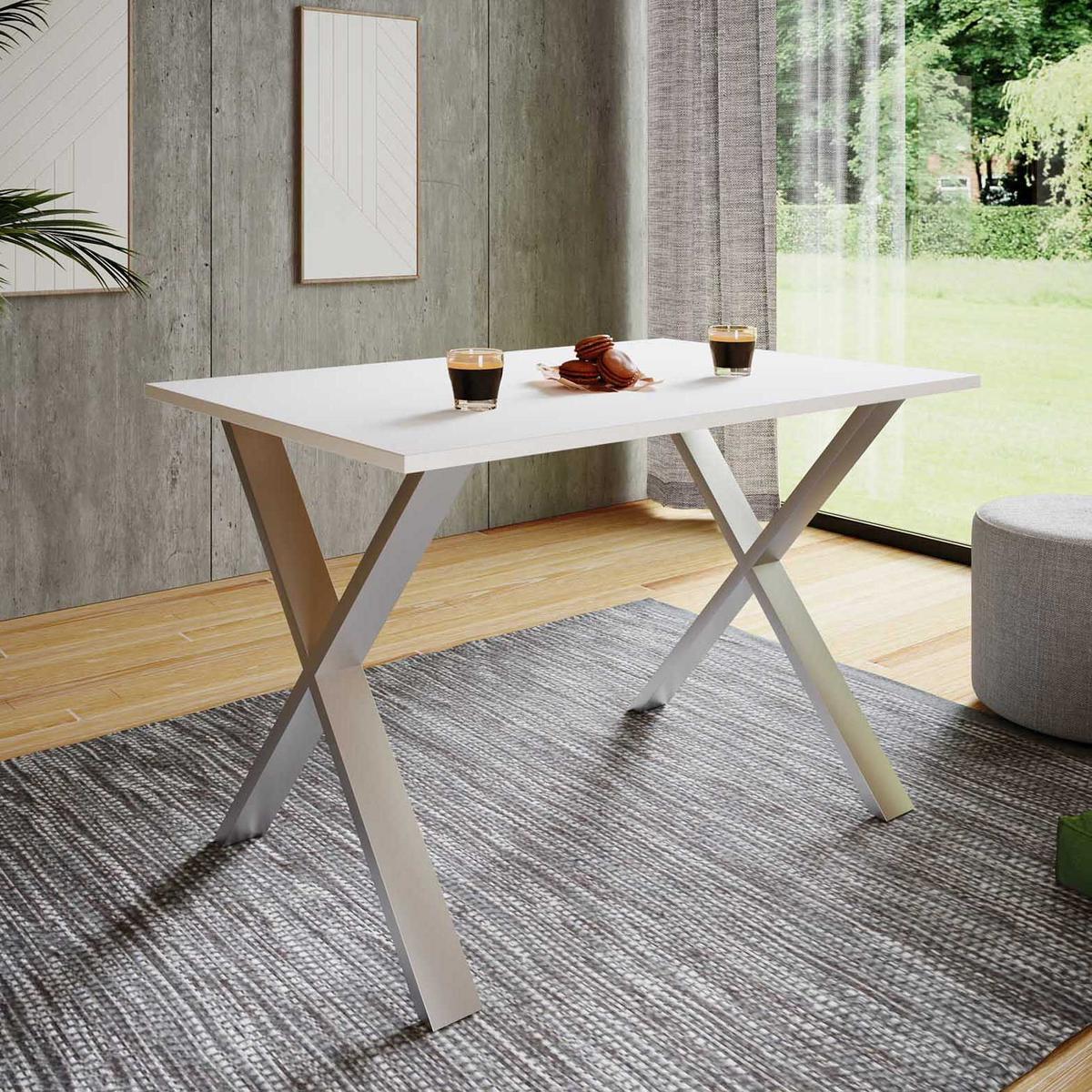 Jedilna Miza Xona, Bela, Srebrna - srebrne barve/bela, Basics, leseni material (110/80/76cm) - MID.YOU