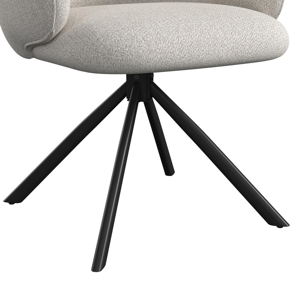 Armlehnstuhl Liora Creme Webstoff Drehbar Gepolstert - Creme/Schwarz, MODERN, Textil/Metall (58/84/61cm) - Bessagi Home