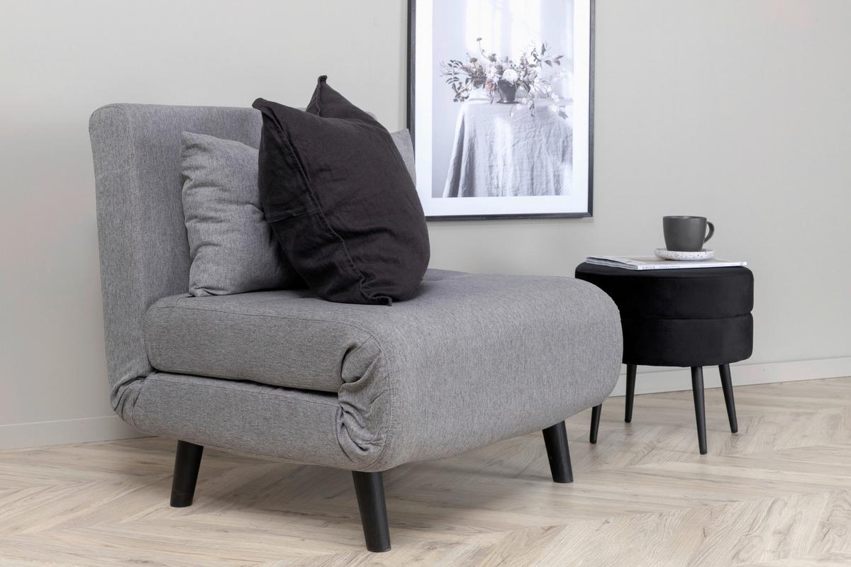 SCHLAFSESSEL VICKY - Schwarz/Grau, Design, Textil/Metall (70/88/80cm) - Livetastic