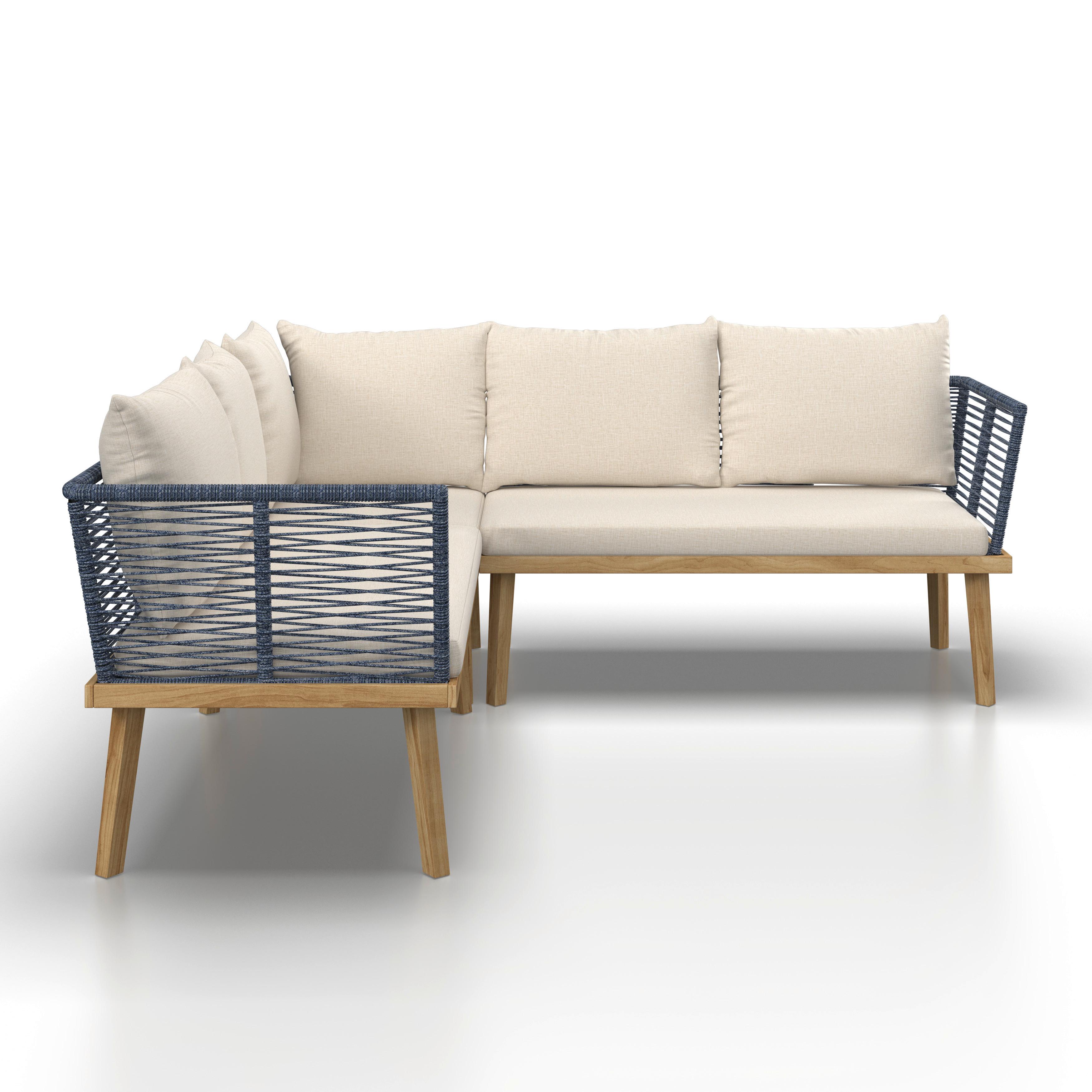 LOUNGESET JULINA - akaciefärgad/cremefärgad, Modern, metall/trä (205/76/72cm) - Bessagi Garden