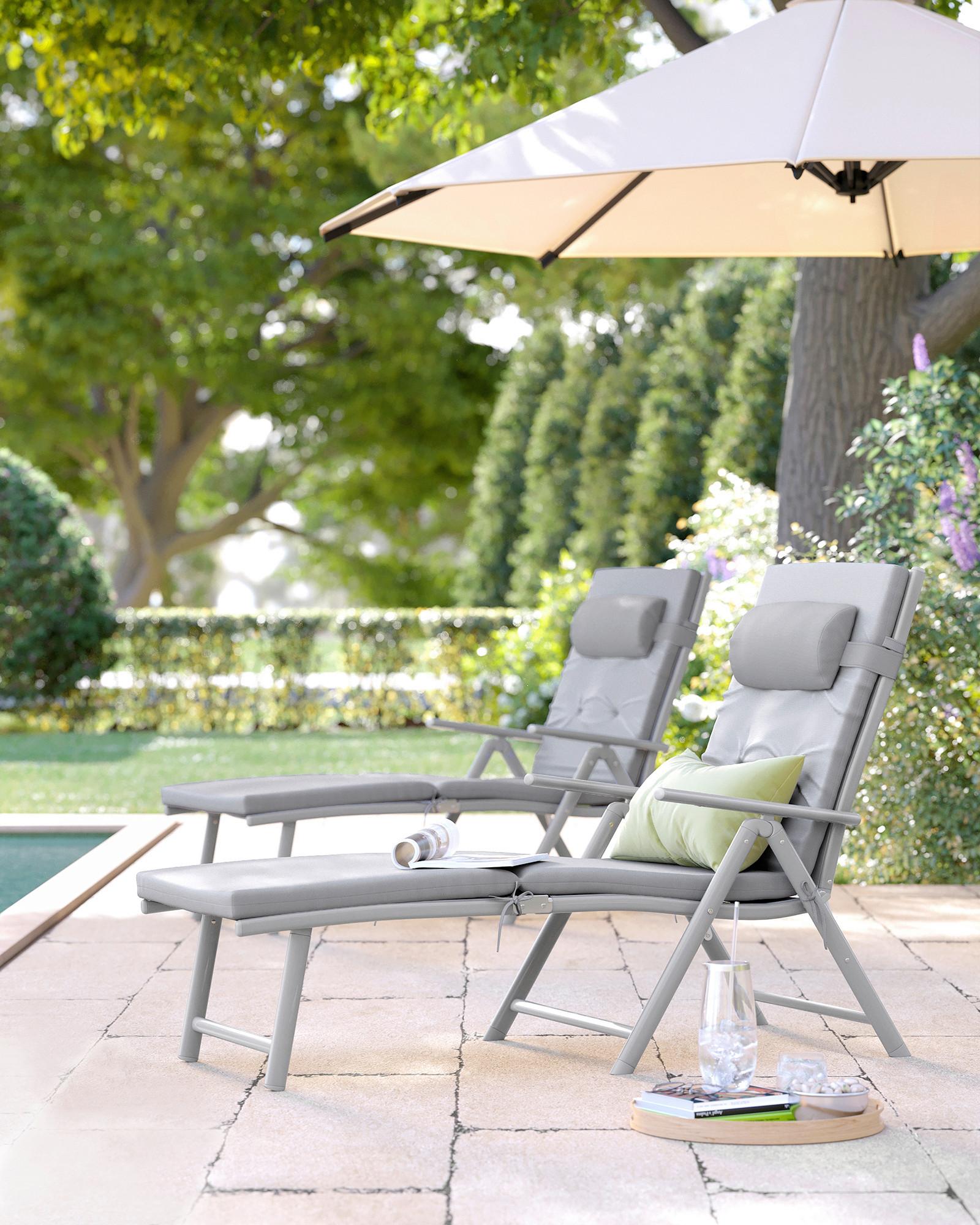 Sonnenliege 6cm dicke Matratze Grau - Grau, Basics, Textil/Metall (61/39/183cm) - Modante