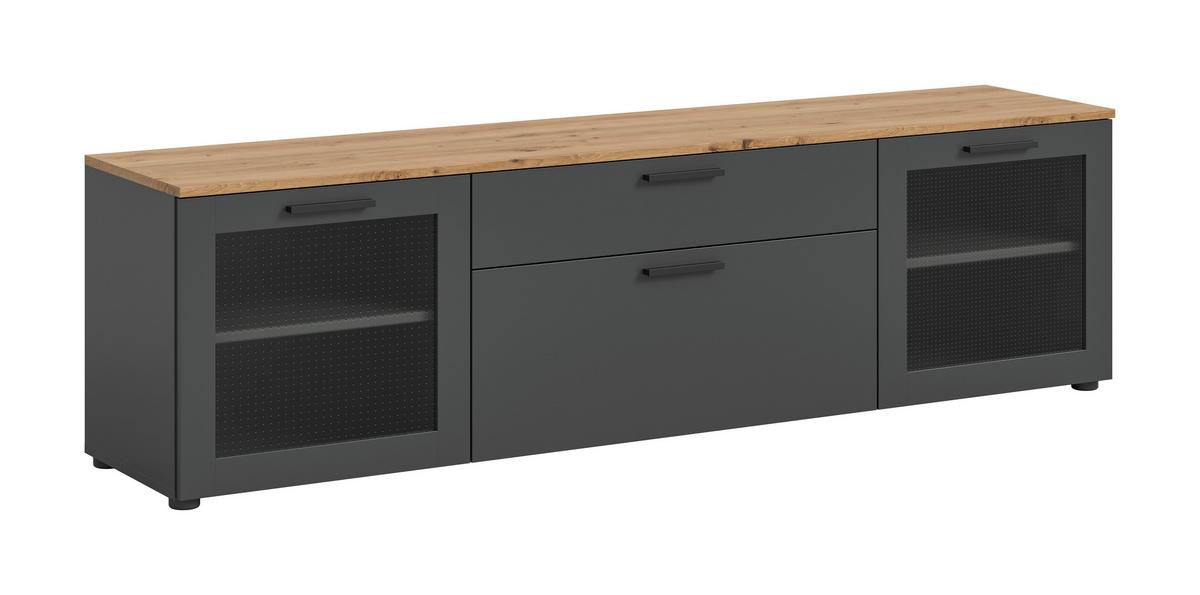 Tv Komoda Niklas - siva/hrast Artisan, Design, staklo/drvni materijal (185/52/40cm) - Modern Living