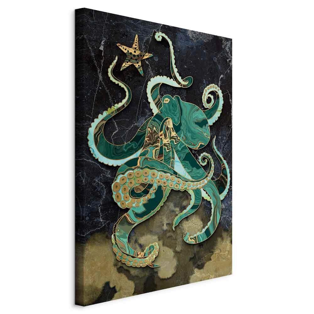 Slika Na Platnu Marble Octopus - črna/temno zelena, Basics, tekstil/les (60/90/1.2cm) - artgeist