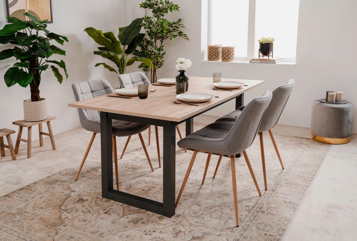 STÓŁ DO JADALNI DENVER - antracytowy/kolor dębu sonoma, Natur, materiał drewnopochodny (160/90/75cm) - MID.YOU