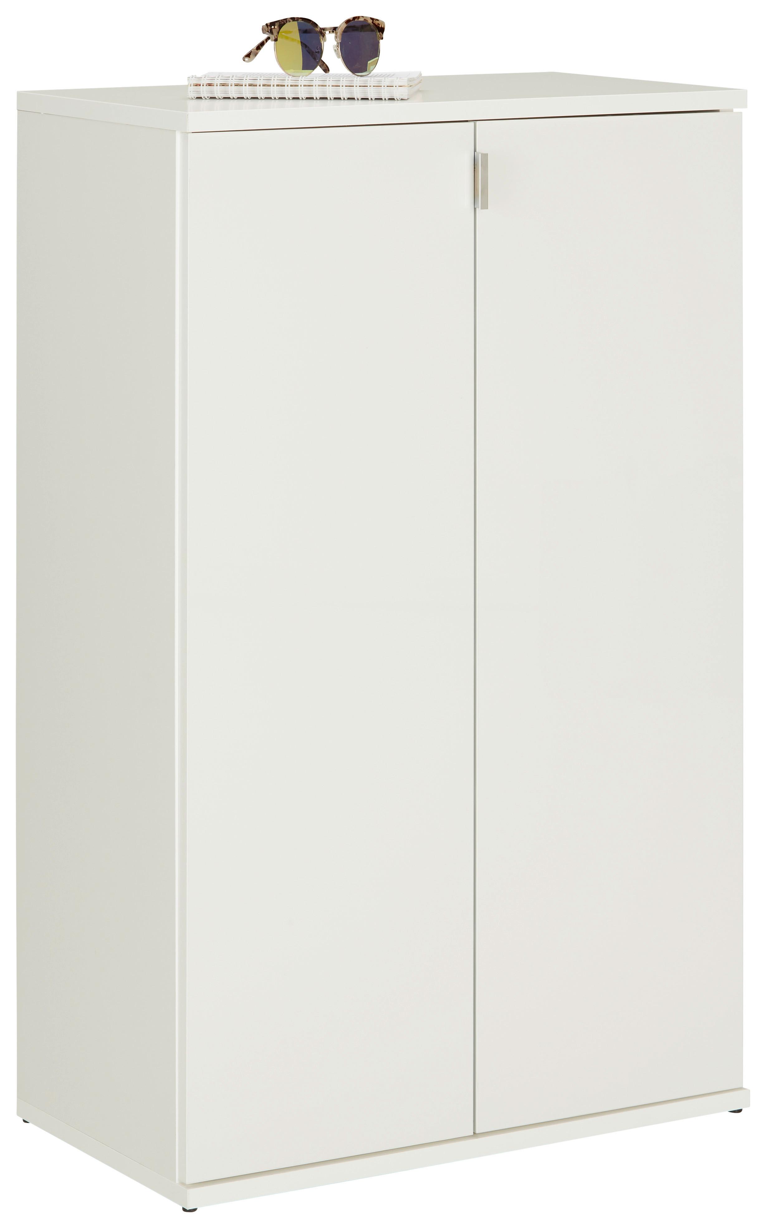 Schuhschrank in Weiß - Chromfarben/Weiß Hochglanz, MODERN, Holzwerkstoff/Metall (61/99/34cm) - Modern Living