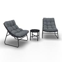 Balkonset Elia Grau Metall/Outdoorstoff +Abdeckung - Dunkelgrau/Grau, MODERN, Kunststoff/Textil - Bessagi Garden