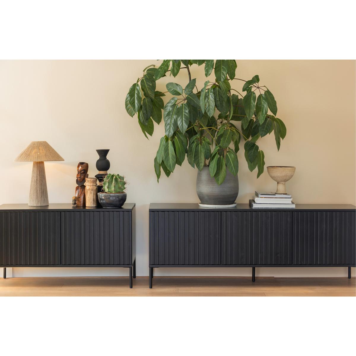 Lowboard Gravure Schwarz B: 100cm - Schwarz, Design, Holz/Metall (100/56/44cm) - Livetastic