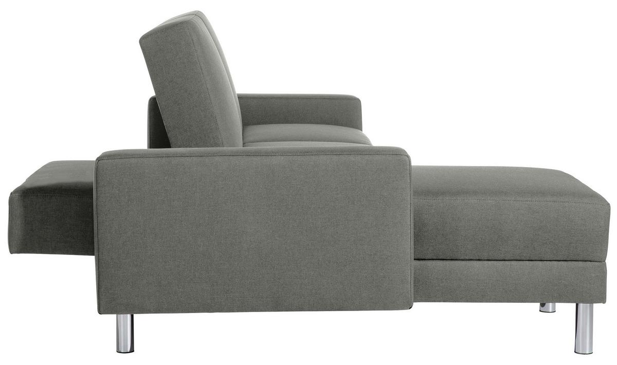 ECKSCHLAFSOFA JUST FASHION - Chromfarben/Hellgrau, KONVENTIONELL, Textil/Metall (152/230cm) - Max Winzer